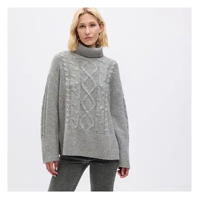 Svetr GAP Tneck Cable Light Grey Heather