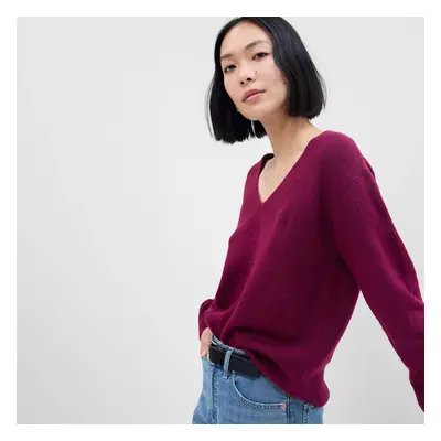 Svetr GAP V Neck Sweater Acai Berry