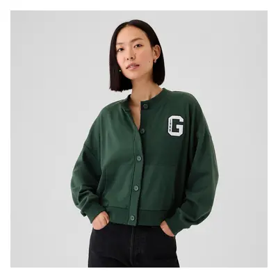 Mikina GAP Logo Crew Cardigan Essex Green