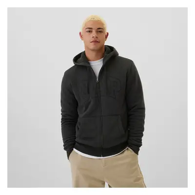 Mikina GAP Logo Fullzip Sherpa Hoodie Moonless Night