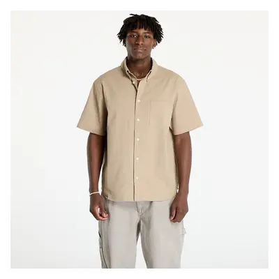 Košile Nike Life Men's Short-Sleeve Seersucker Button-Down Shirt Khaki/ Khaki