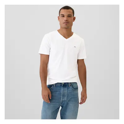 Tričko GAP Micro Logo Vneck Tee White Global