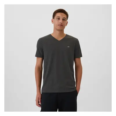 Tričko GAP Micro Logo Vneck Tee Charcoal Heather