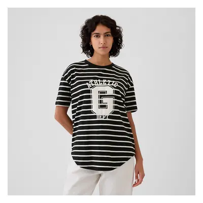 Tričko GAP Shortsleeve Logo Tee Ivory Black Stripe