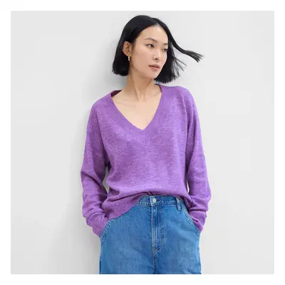 Svetr GAP V Neck Sweater Lilac Blossom Melange