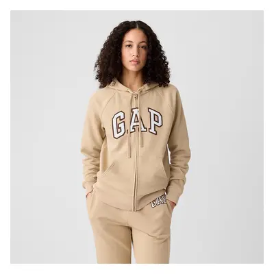 Mikina GAP Logo Full Zip Hoodie Travertine