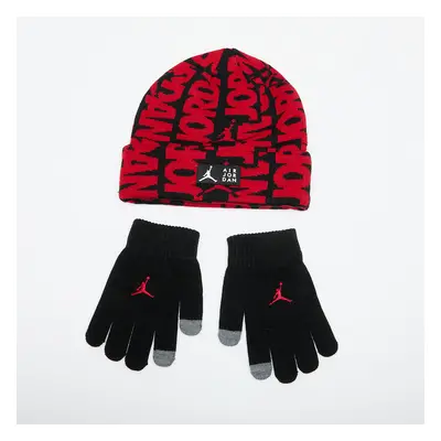 Čepice Jordan Aj Aop Beanie Set Black/ Gym Red