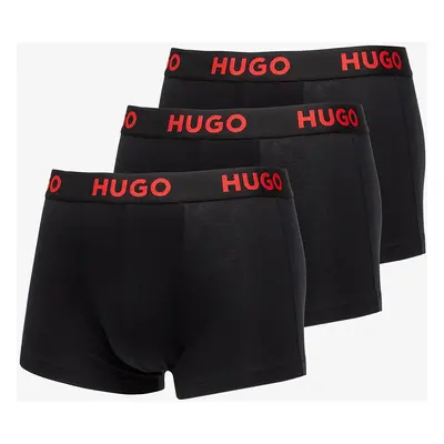 Boxerky Hugo Boss Logo-Waistband Stretch Trunks 3-Pack Black