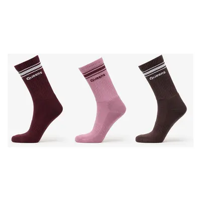 Ponožky Queens Essential Basic Crew Socks 3-Pack Mauve/ Dust Pink/ Pink