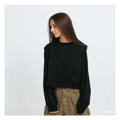 Mikina Urban Classics Ladies Padded Shoulder Modal Terry Crewneck Black