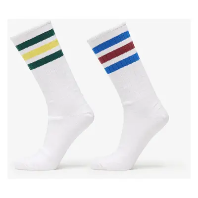 adidas Stripes Ribbed Crew Socks 2-Pack White/ Multicolor