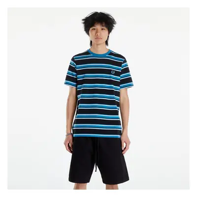 Tričko FRED PERRY Stripe T-Shirt Black/ Light Smoke/ Ocean