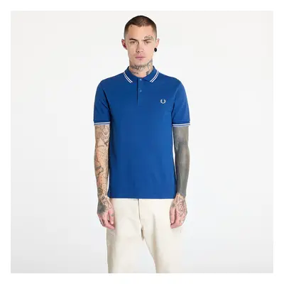 Tričko FRED PERRY The Twin Tipped Polo Shirt Shaded Cobalt / Snow White / Light Smoke