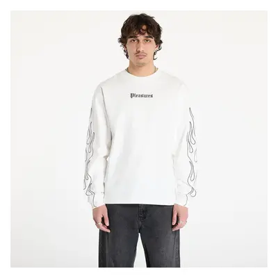 Tričko PLEASURES Fiery Heavyweight Longsleeve White