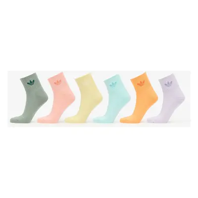 adidas Mid Ankle Sock 6-Pack Silver Green/ Glow Pink/ Powder Yellow