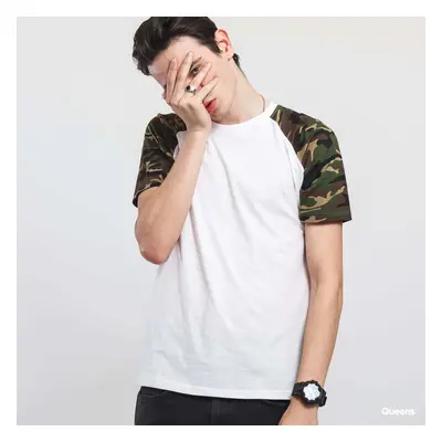 Tričko Urban Classics Raglan Contrast Tee White/ Camo Green