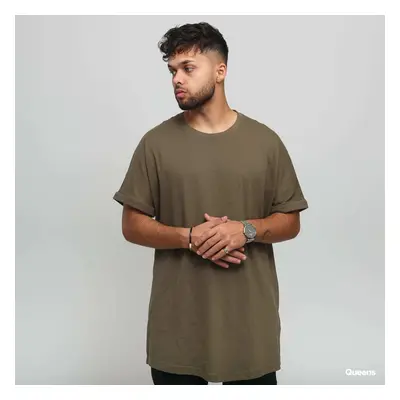 Tričko Urban Classics Long Shaped Turnup Olive