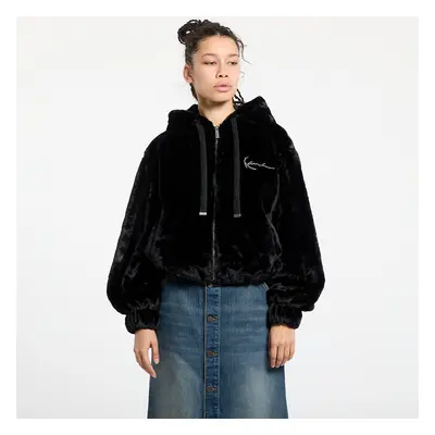 Bunda Karl Kani Metal Signature Vegan Fur Zip Hoodie Jacket Black