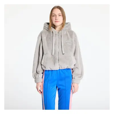 Bunda Karl Kani Metal Signature Vegan Fur Zip Hoodie Jacket Light Grey