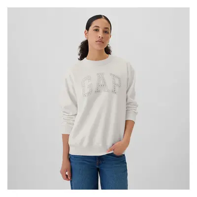 Mikina GAP Logo Crew White Rhinestone