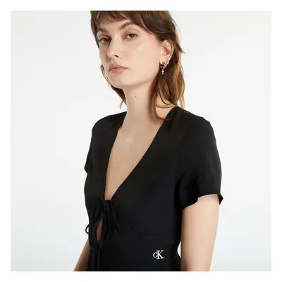 Šaty CALVIN KLEIN JEANS Crepe Short Sleeve Midi Dress Black