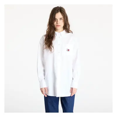 Košile Tommy Jeans Oversized Badge Oxford Shirt White