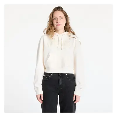 Mikina Tommy Jeans Boxy Crop Varsity Hoodie White