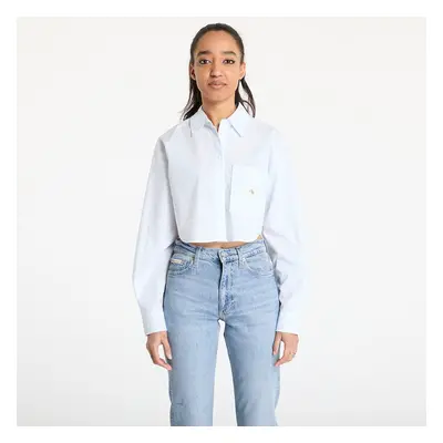 Košile Calvin Klein Jeans Woven Label Cropped Shirt Blue