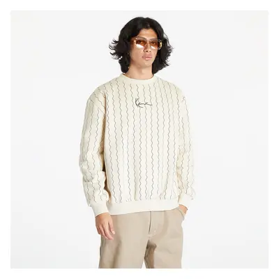 Mikina Karl Kani Small Signature Ziczac Pinstripe Crew Off White/ Black