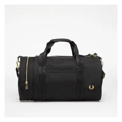 FRED PERRY Textured Nylon Barrel Bag Black