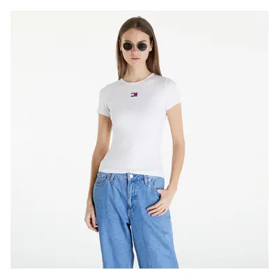 Tričko Tommy Jeans Slim Badge Rib Short Sleeve Tee White