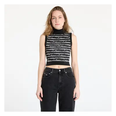 Svetr Tommy Jeans Crop Script Vest Black