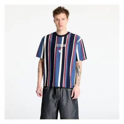 Tričko GUESS Go Vertical Stripe Tee Pennant Blue Multi