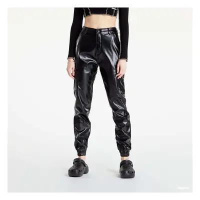 Kalhoty Sixth June Cargo Faux Leather Pants černé