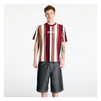 Tričko GUESS Go Vertical Stripe Tee Vino Multi