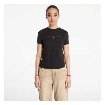 Tričko Tommy Jeans Slim Tonal Linear Tee Black