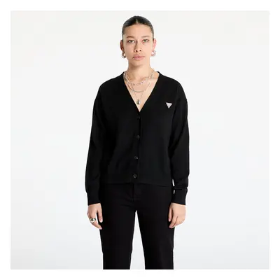 Svetr Guess JEANS Silk and Wool-Blend Mini Triangle Cardigan Jet Black A996