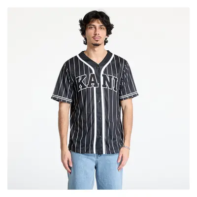 Košile Karl Kani Serif Pinstripe Baseball Shirt Black/ White