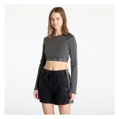 adidas Ribbed Longsleeve Crop Top Black