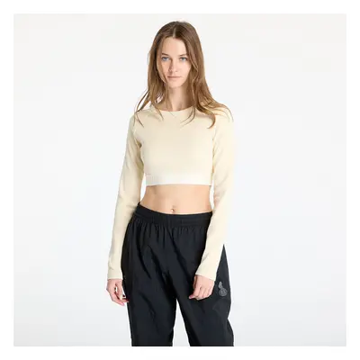 adidas Ribbed Longsleeve Crop Top Cream White