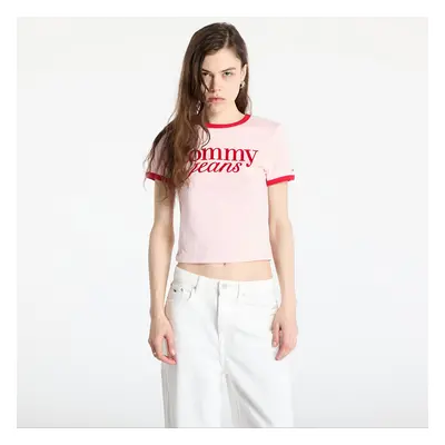 Tričko Tommy Jeans Slim Script Tee Pink