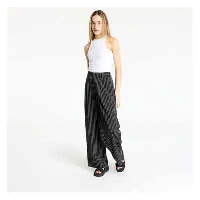 Kalhoty Urban Classics Ladies Pinstripe Wide Leg Trousers Dark Grey/ White