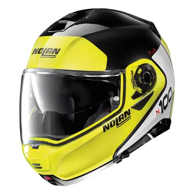 Moto helma Nolan N100-5 Plus Distinctive N-Com P/J Glossy Black-Fluo