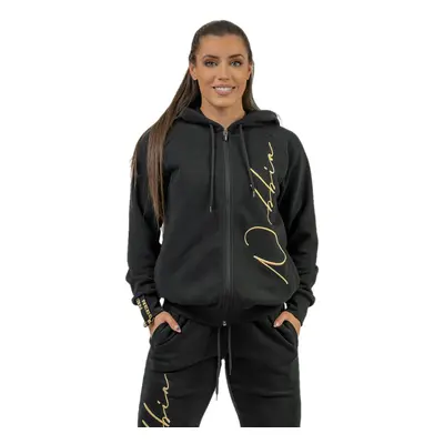 Dámská sportovní mikina s kapucí Nebbia INTENSE Signature Black/Gold