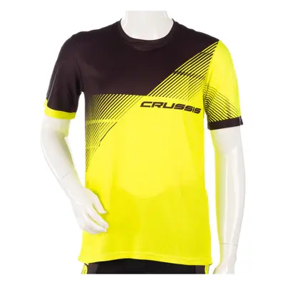 Pánské sportovní triko krátkým rukávem Crussis černá/žlutá fluo