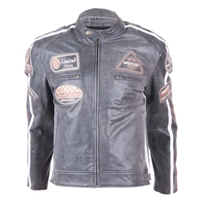 Kožená moto bunda BOS Vintage Grey šedá