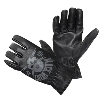 Kožené moto rukavice W-TEC Black Heart Skull Gloves černá