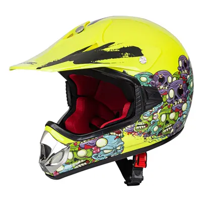 Dětská moto přilba W-TEC V310 Zombie Neon Green