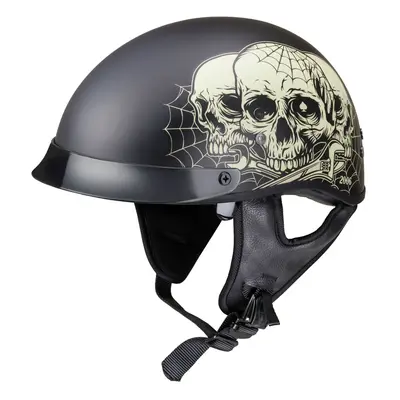 Moto přilba W-TEC Black Heart Rednut Skulls/Matt Black