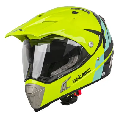 Moto přilba W-TEC Dualsport Fluo Yellow-Blue